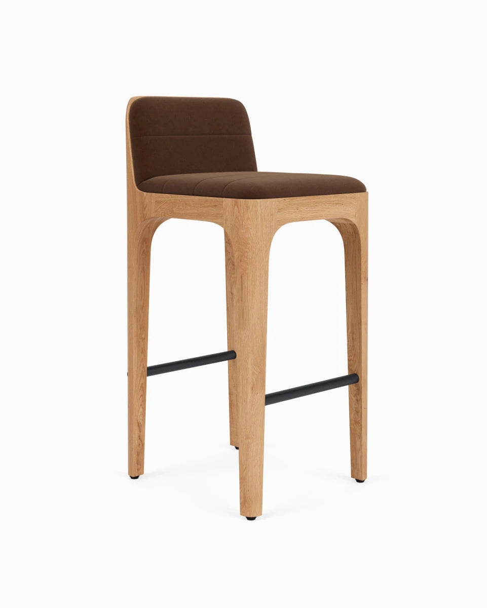 Cognac Velvet Seat / White Oak Frame / Bar (30.5" Height)