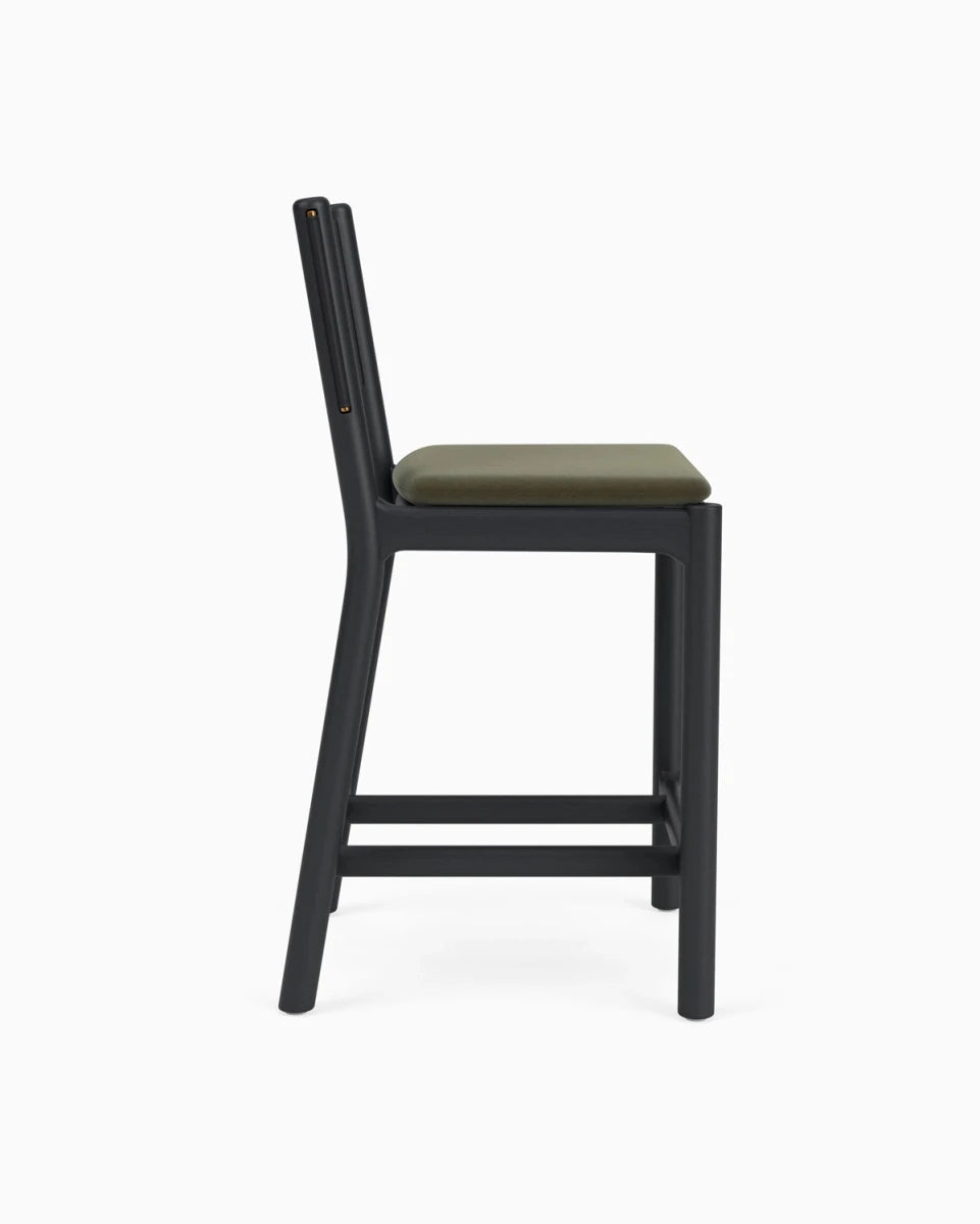 Balsam Velvet Seat / Black Leather Back / Ebony Oak Frame / Counter (26" Height)