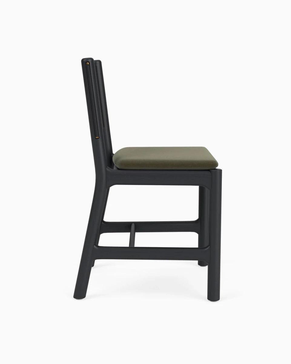 Balsam Velvet Seat / Black Leather Back / Ebony Oak Frame