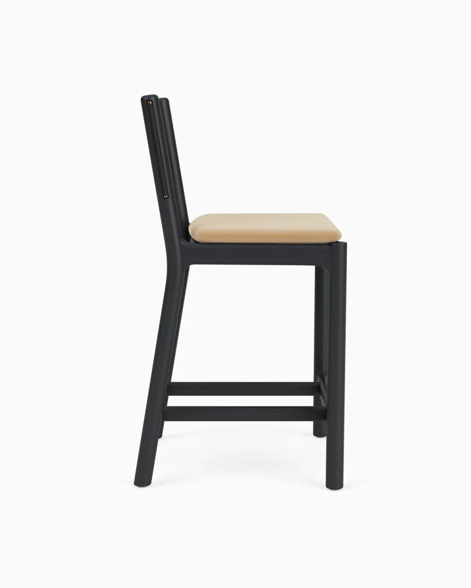 Caramel Velvet Seat / Black Leather Back / Ebony Oak Frame / Counter (26" Height)