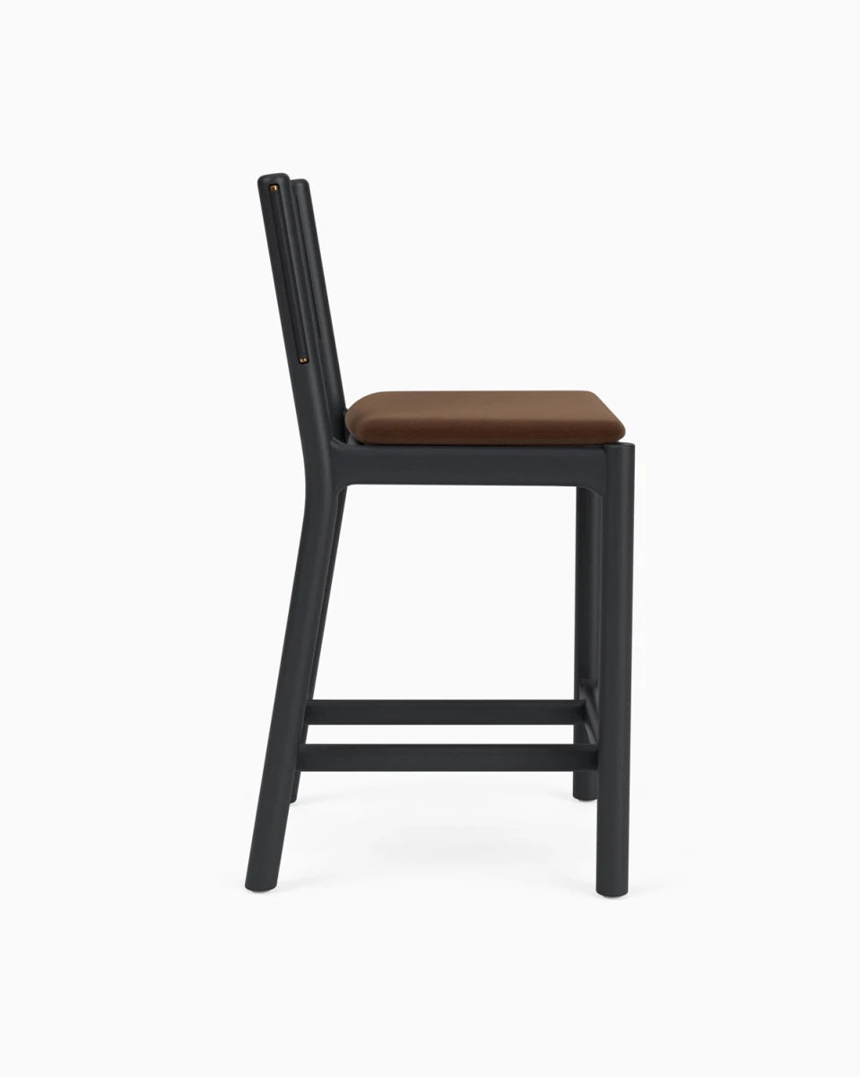 Cognac Velvet Seat / Black Leather Back / Ebony Oak Frame / Counter (26" Height)