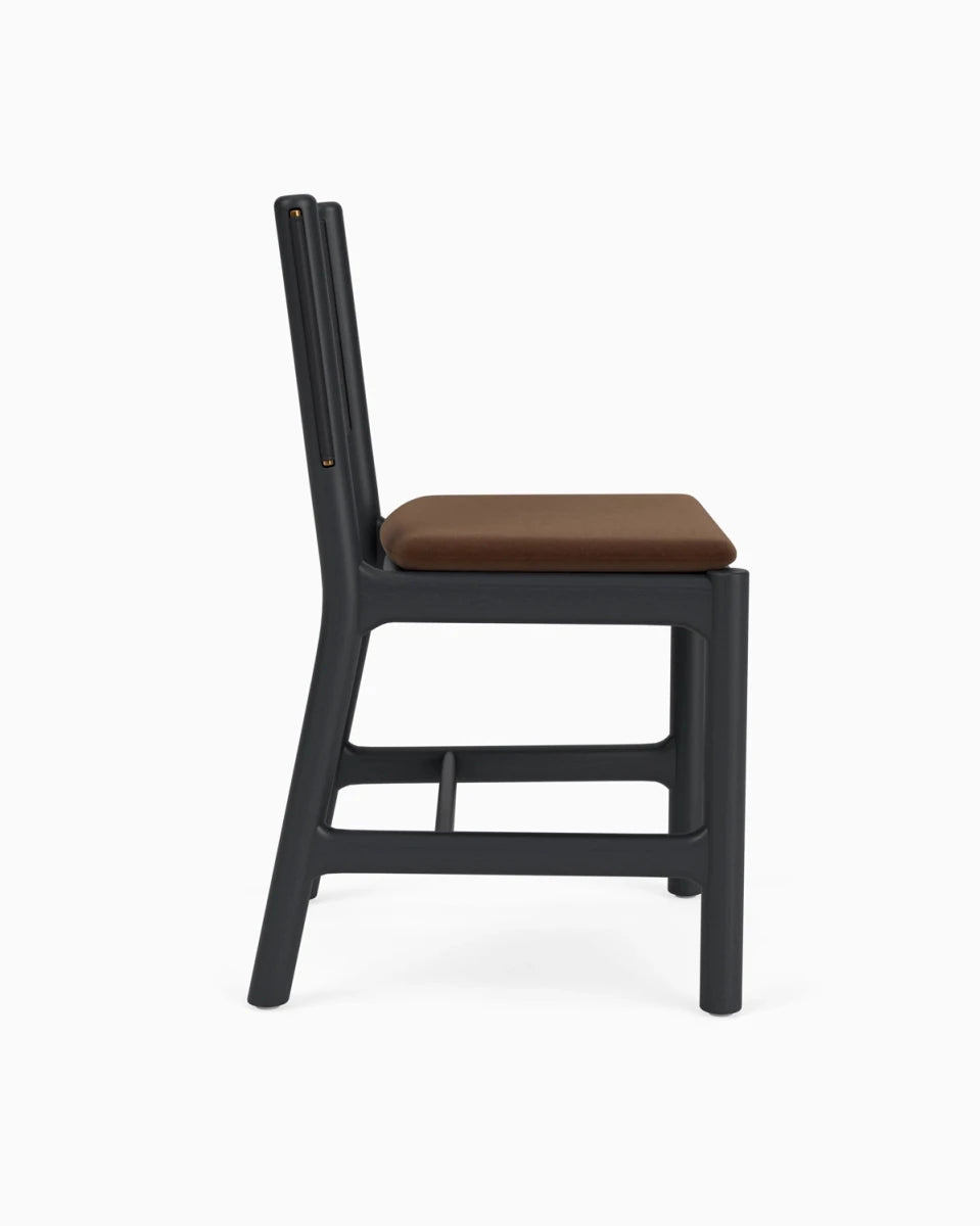 Cognac Velvet Seat / Black Leather Back / Ebony Oak Frame