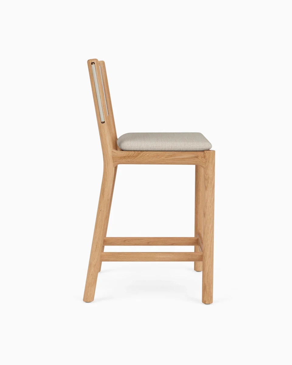 Latte Basketweave Seat / Pearl Leather Back / White Oak Frame / Counter (26" Height)