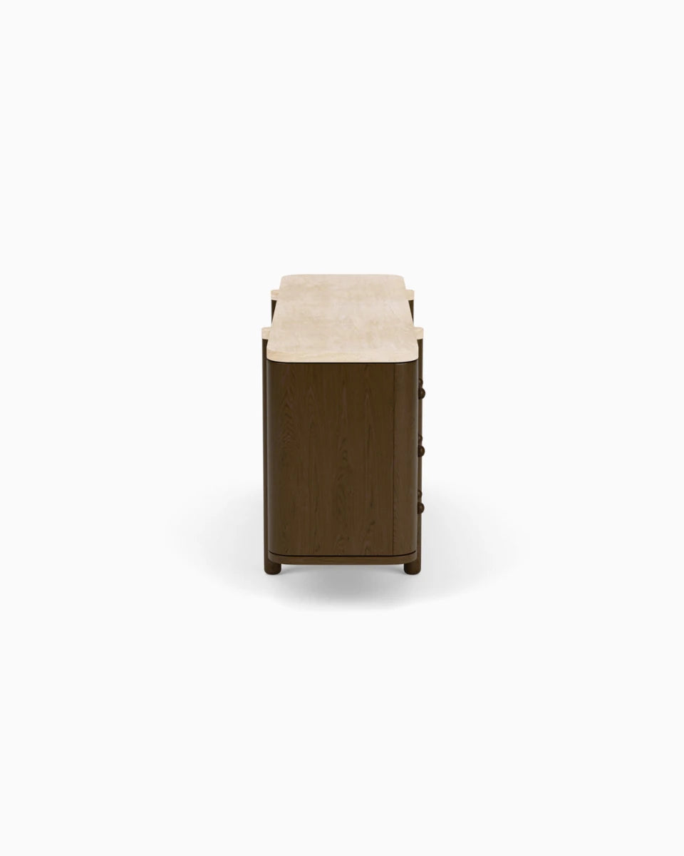 Espresso Oak / Travertine Top / 68"