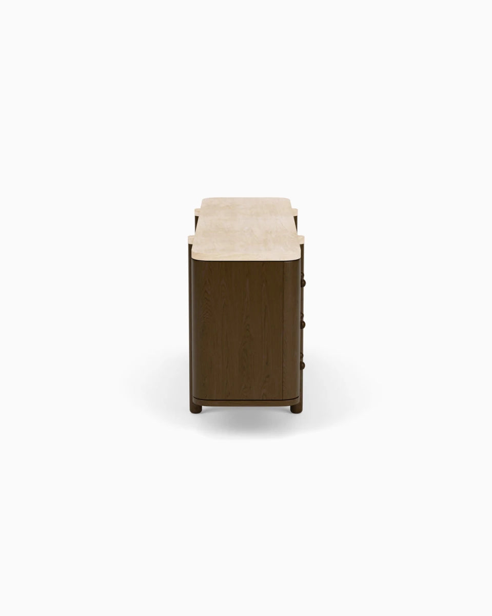Espresso Oak / Travertine Top / 68"