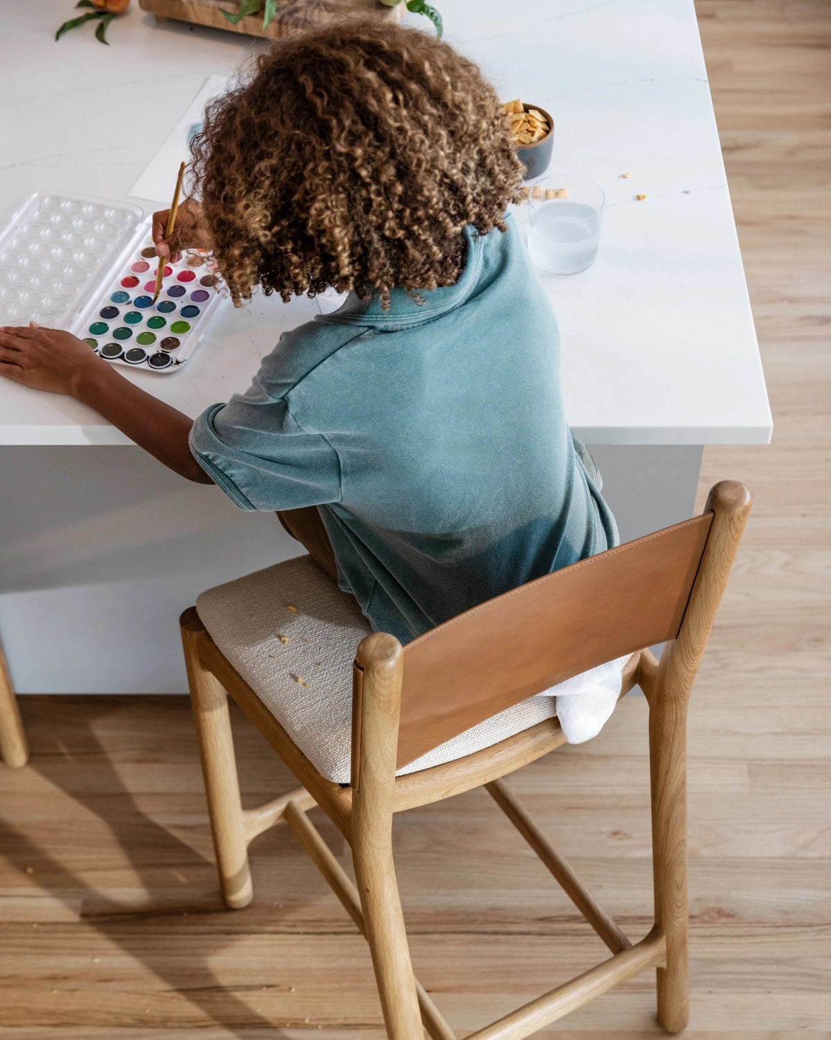 Oat Woven Seat / Saddle Leather Back / White Oak Frame