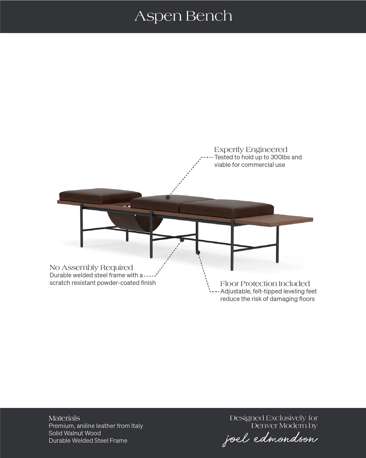 Maple Brown Leather / Walnut / 86" Long