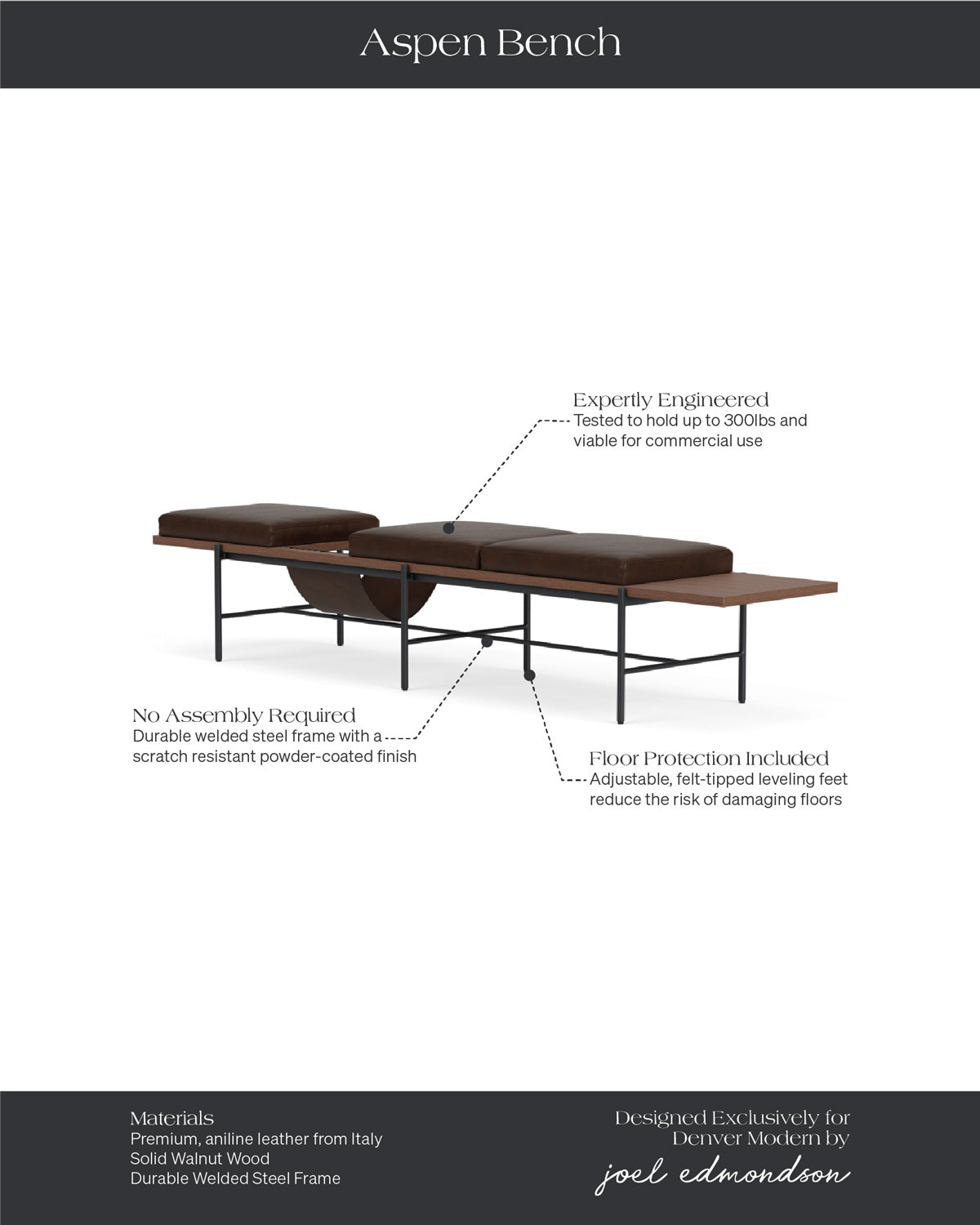 Maple Brown Leather / Walnut / 86" Long