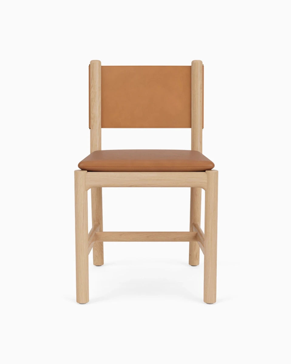 Saddle Leather Seat / Saddle Leather Back / White Oak Frame