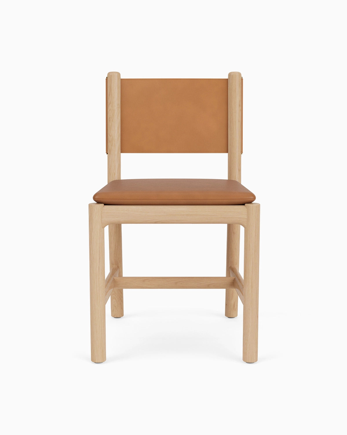 Saddle Leather Seat / Saddle Leather Back / White Oak Frame