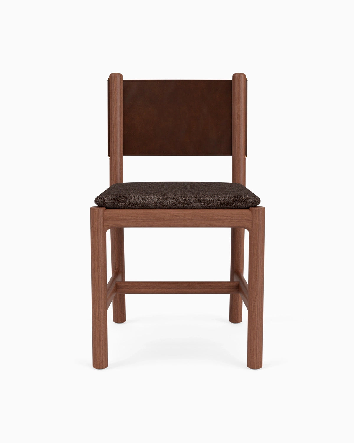 Ember Grey Seat / Maple Brown Leather Back / Walnut Frame