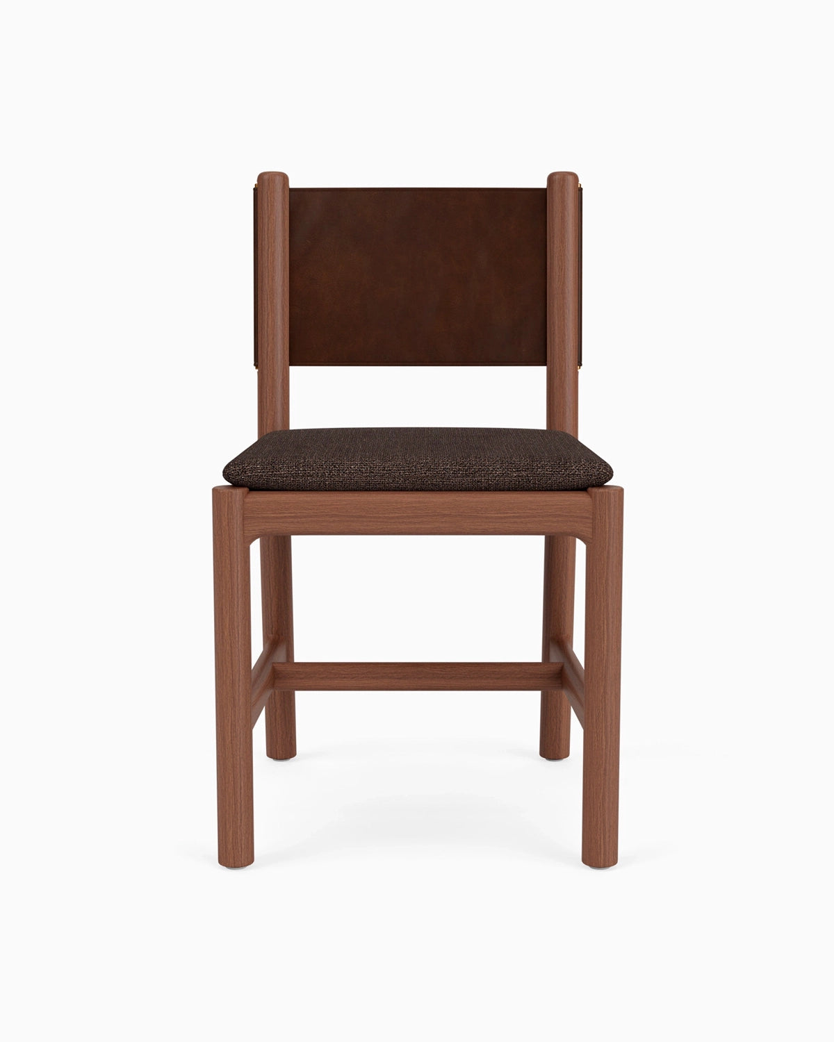 Ember Grey Seat / Maple Brown Leather Back / Walnut Frame