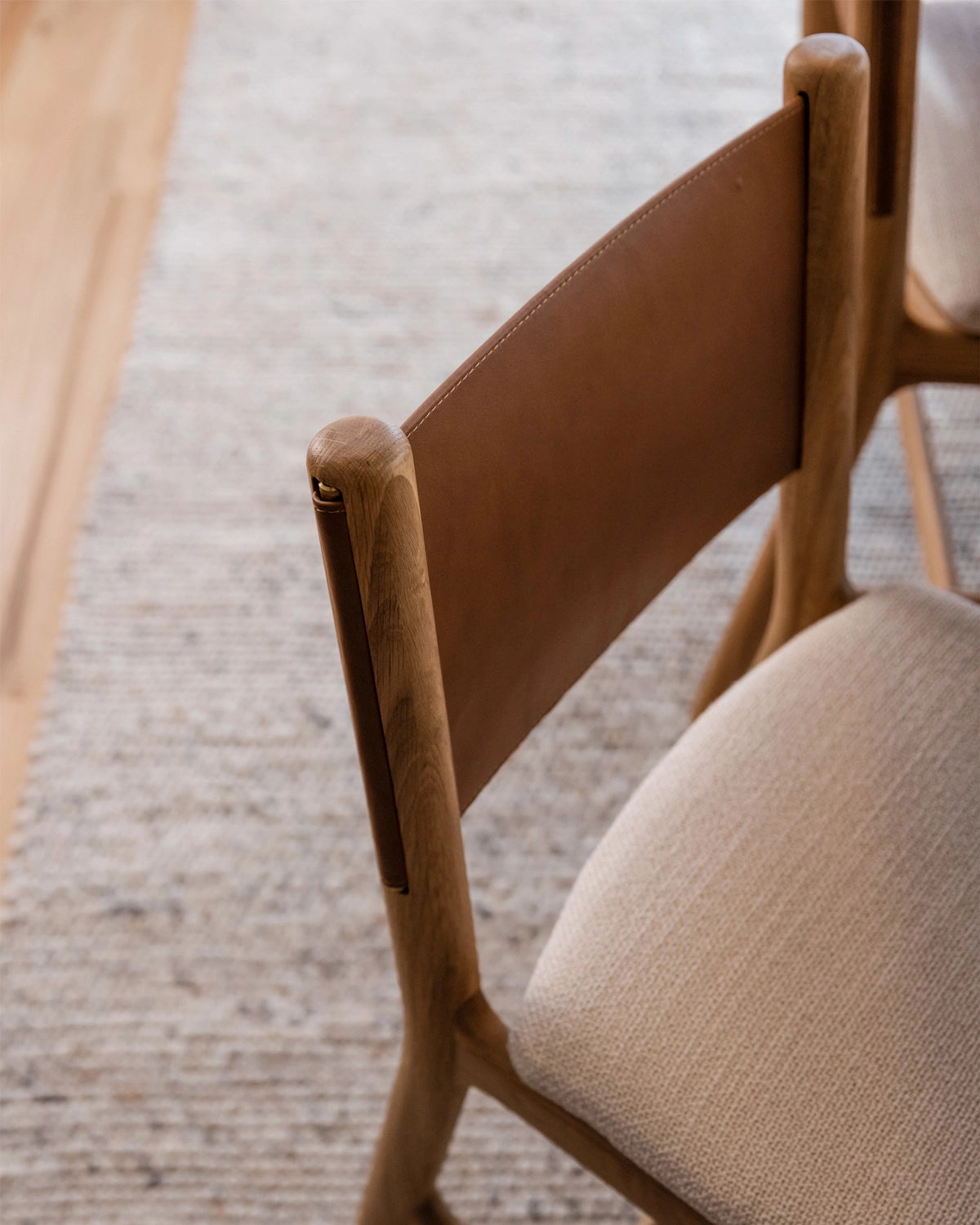 Oat Woven Seat / Saddle Leather Back / White Oak Frame