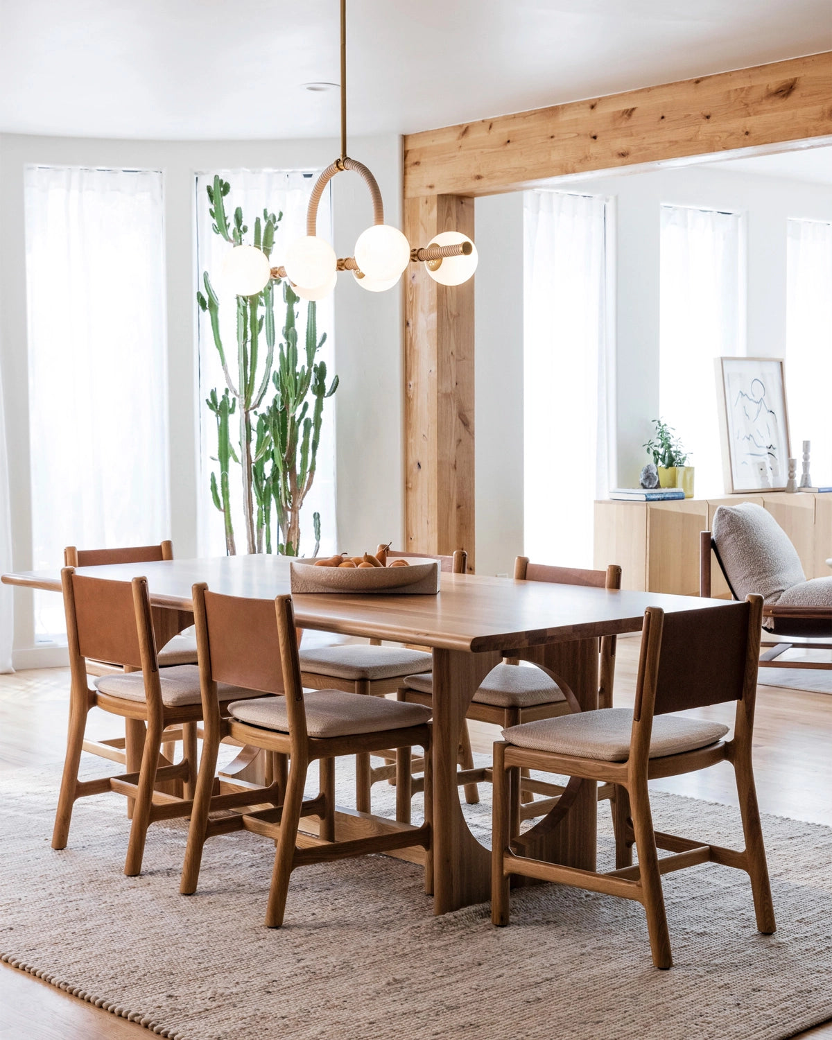 Oat Woven Seat / Saddle Leather Back / White Oak Frame