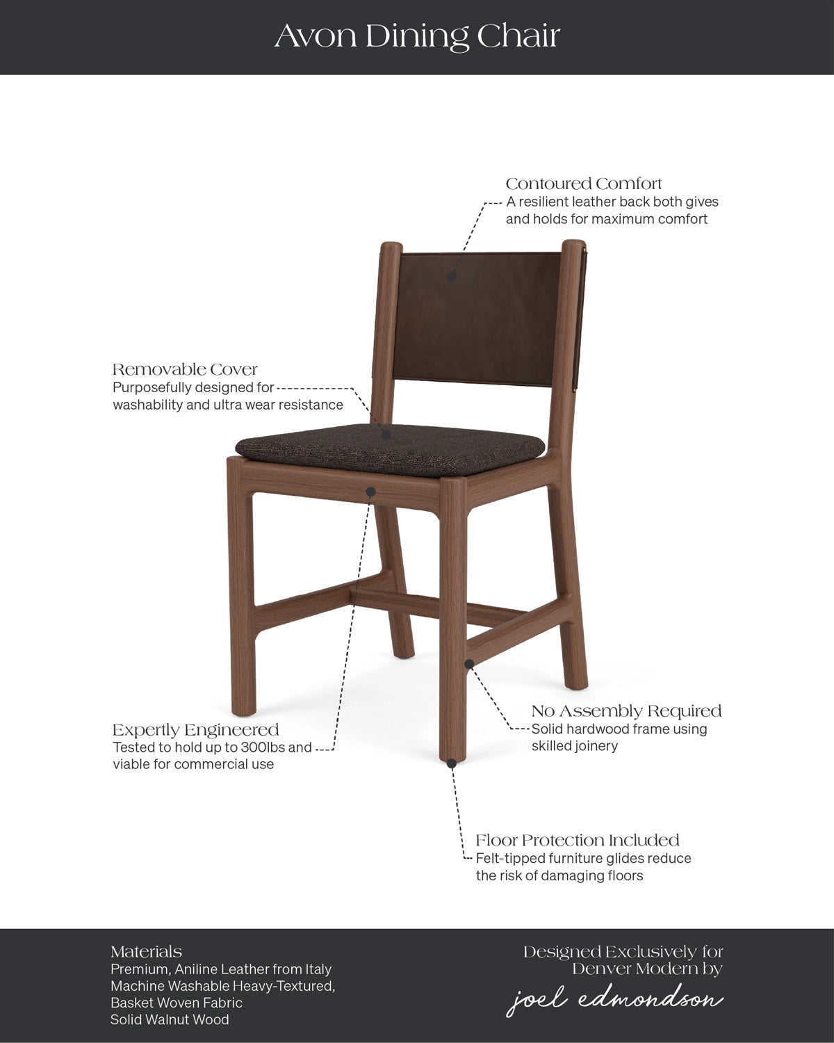 Ember Grey Seat / Maple Brown Leather Back / Walnut Frame