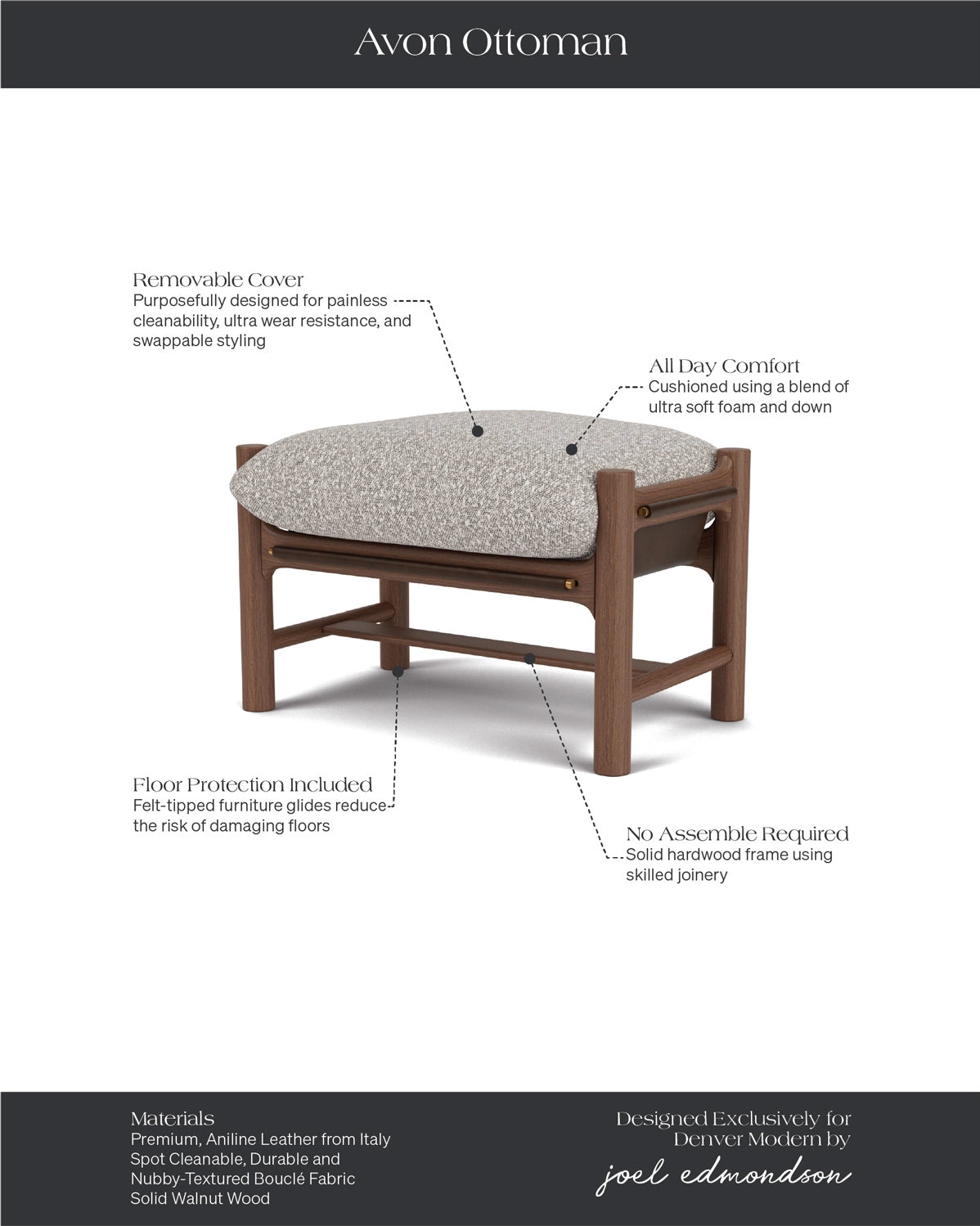 Stone Boucle / Maple Brown Leather / Walnut