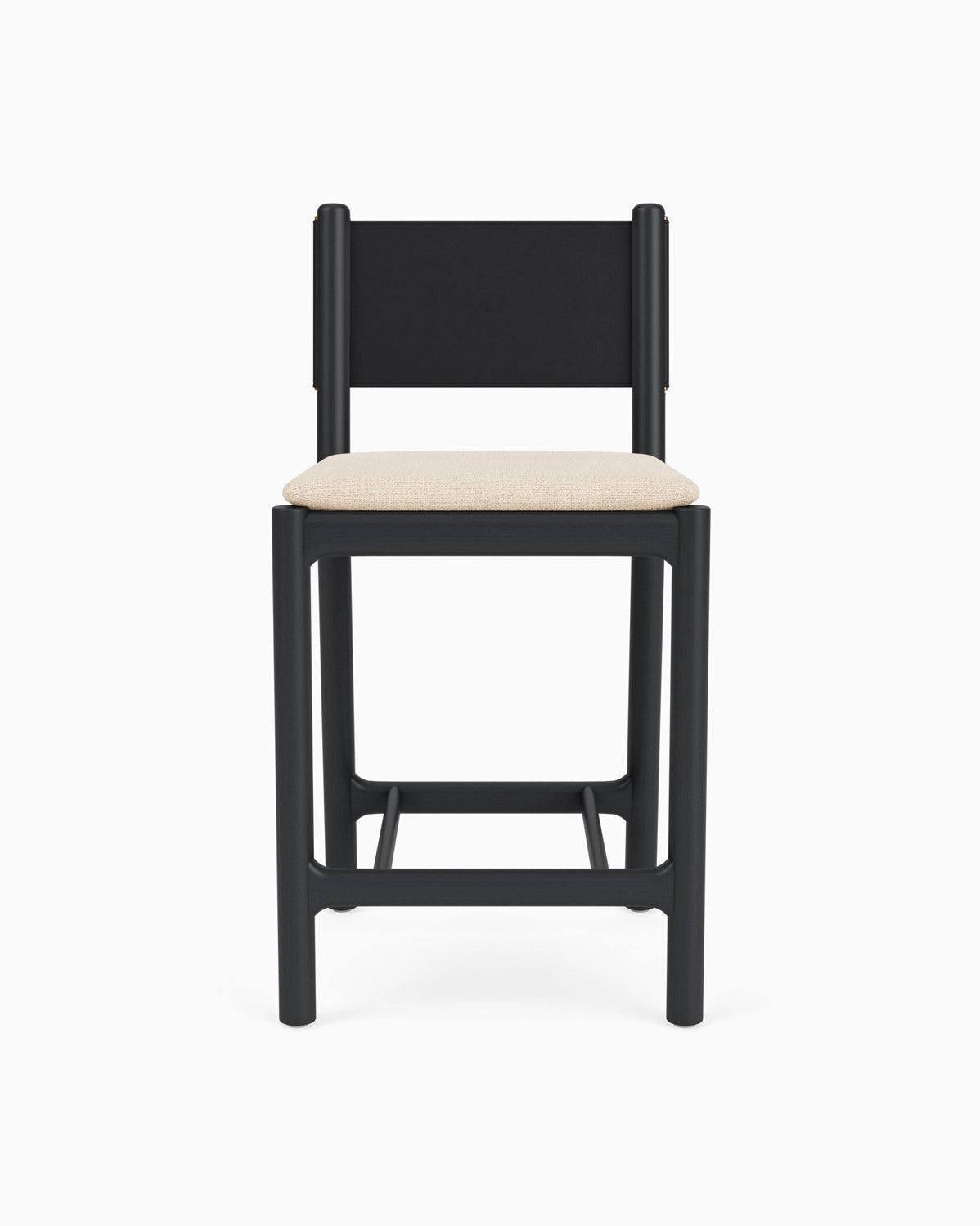 Oat Woven Seat / Black Leather Back / Ebony Oak Frame