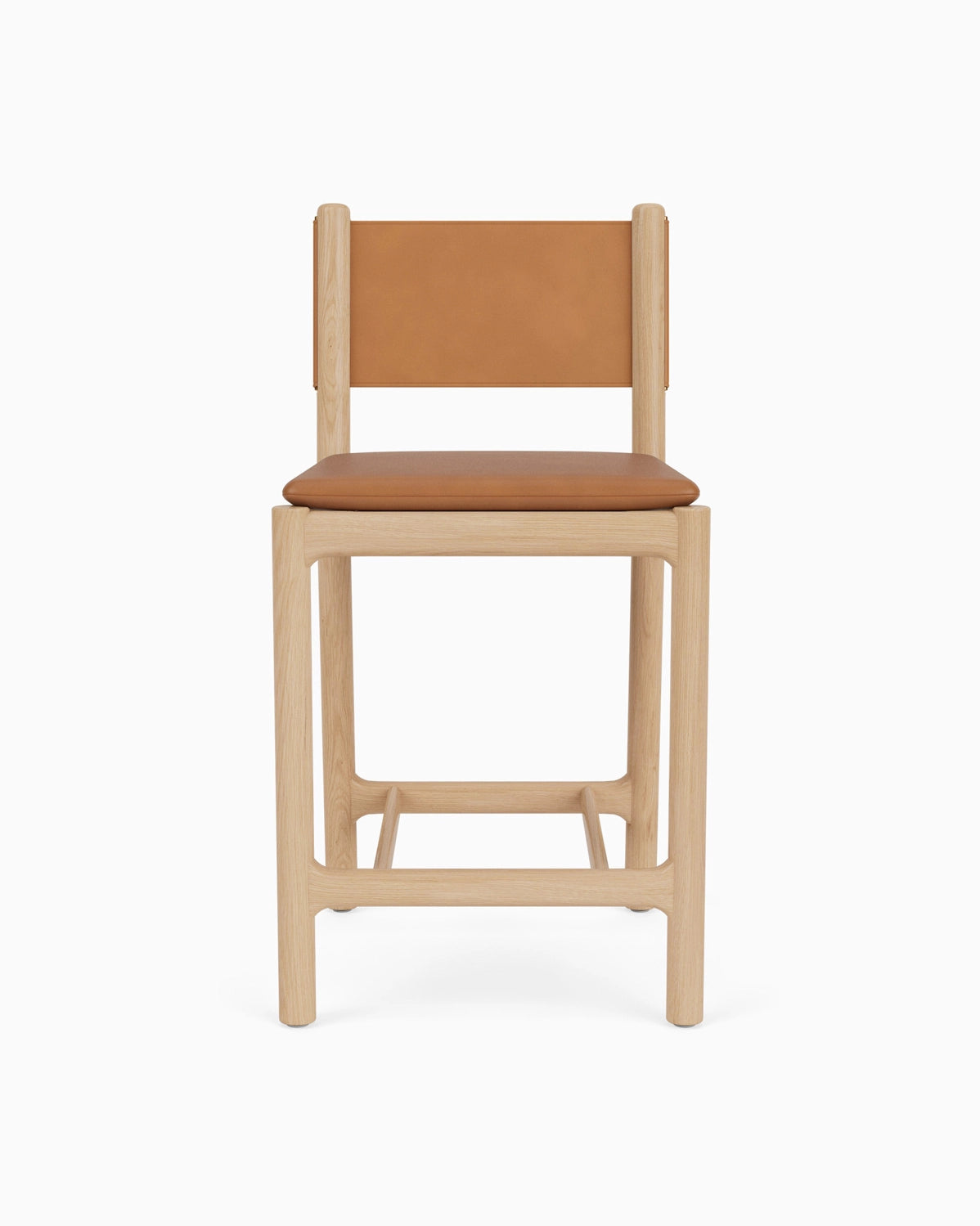 Saddle Leather Seat / Saddle Leather Back / White Oak Frame