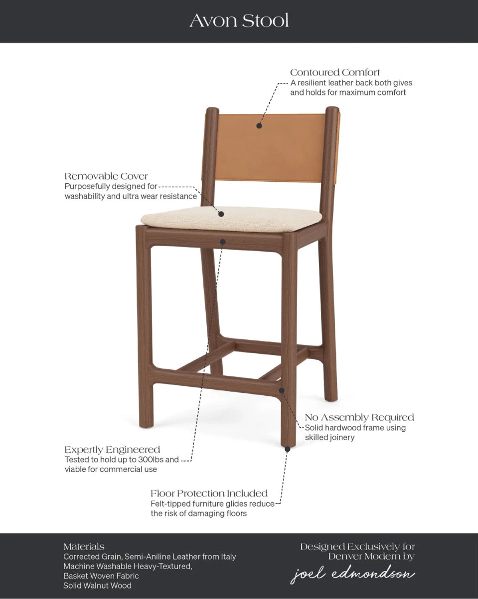 Oat Woven Seat / Saddle Leather Back / Walnut Frame