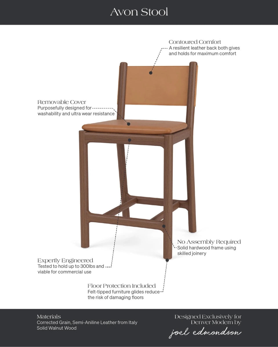 Saddle Leather Seat / Saddle Leather Back / Walnut Frame