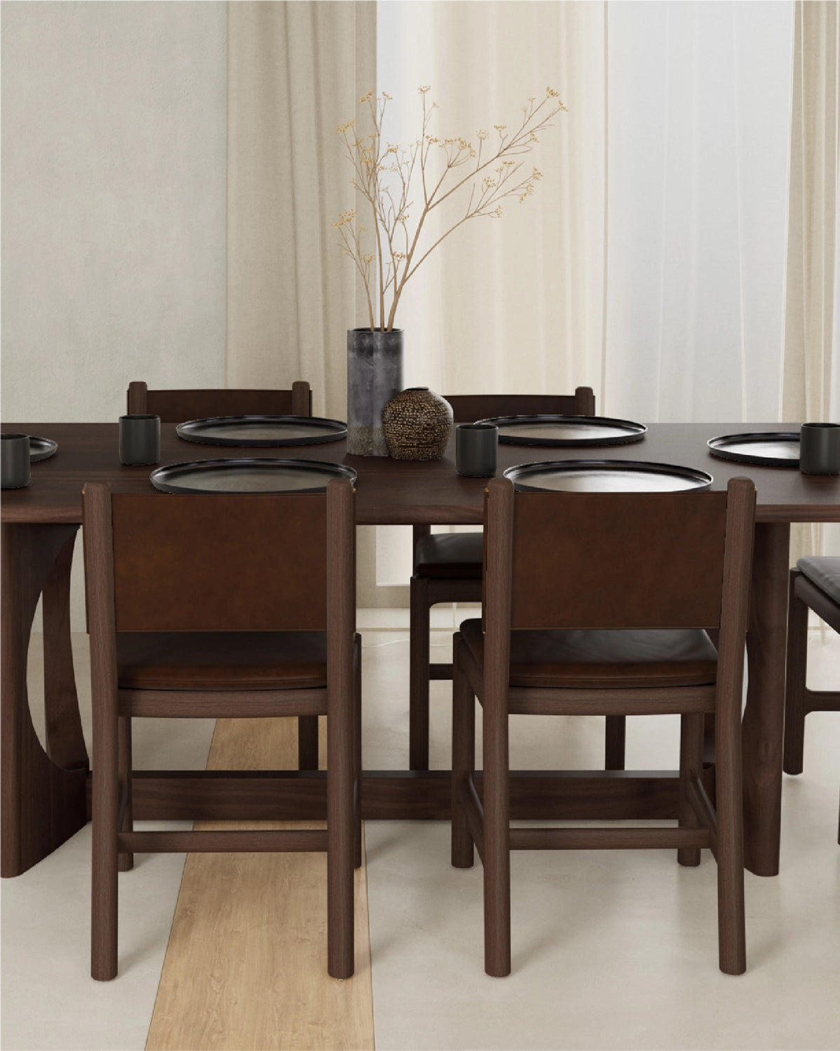 Maple Brown Leather Seat / Maple Brown Leather Back / Walnut Frame