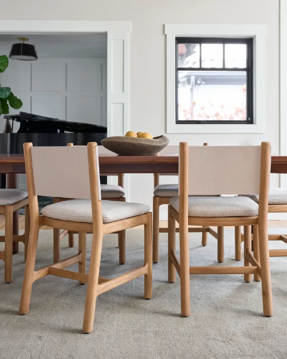 Latte Basketweave Seat / Pearl Leather Back / White Oak Frame