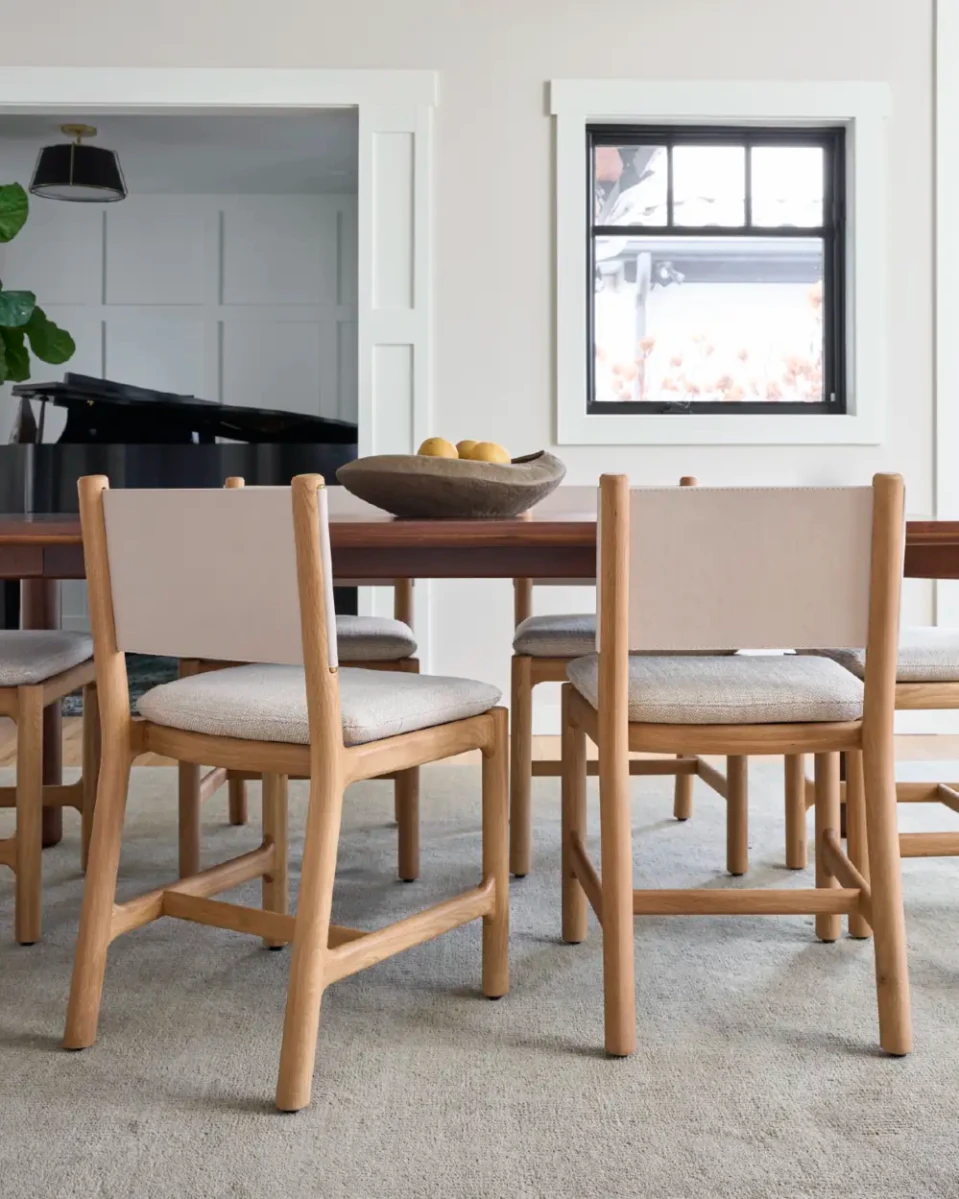 Latte Basketweave Seat / Pearl Leather Back / White Oak Frame