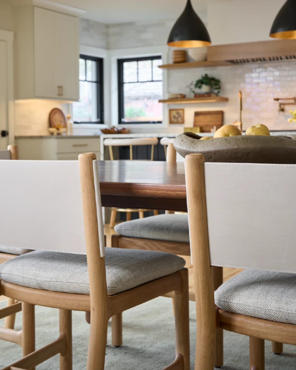 Latte Basketweave Seat / Pearl Leather Back / White Oak Frame