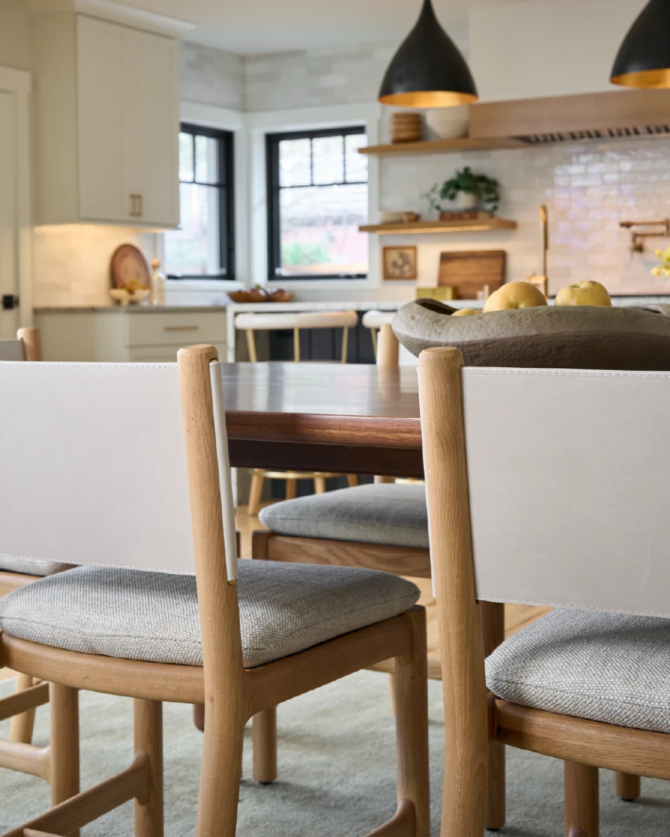 Latte Basketweave Seat / Pearl Leather Back / White Oak Frame