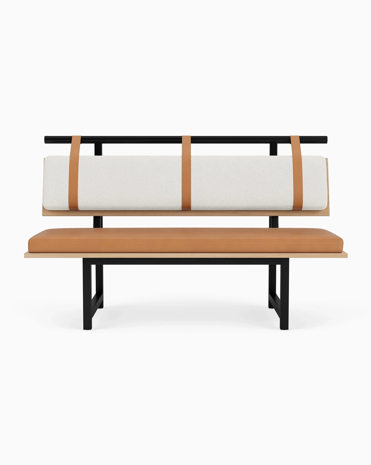 White Boucle / Saddle Leather / White Oak Deck / 60" Long