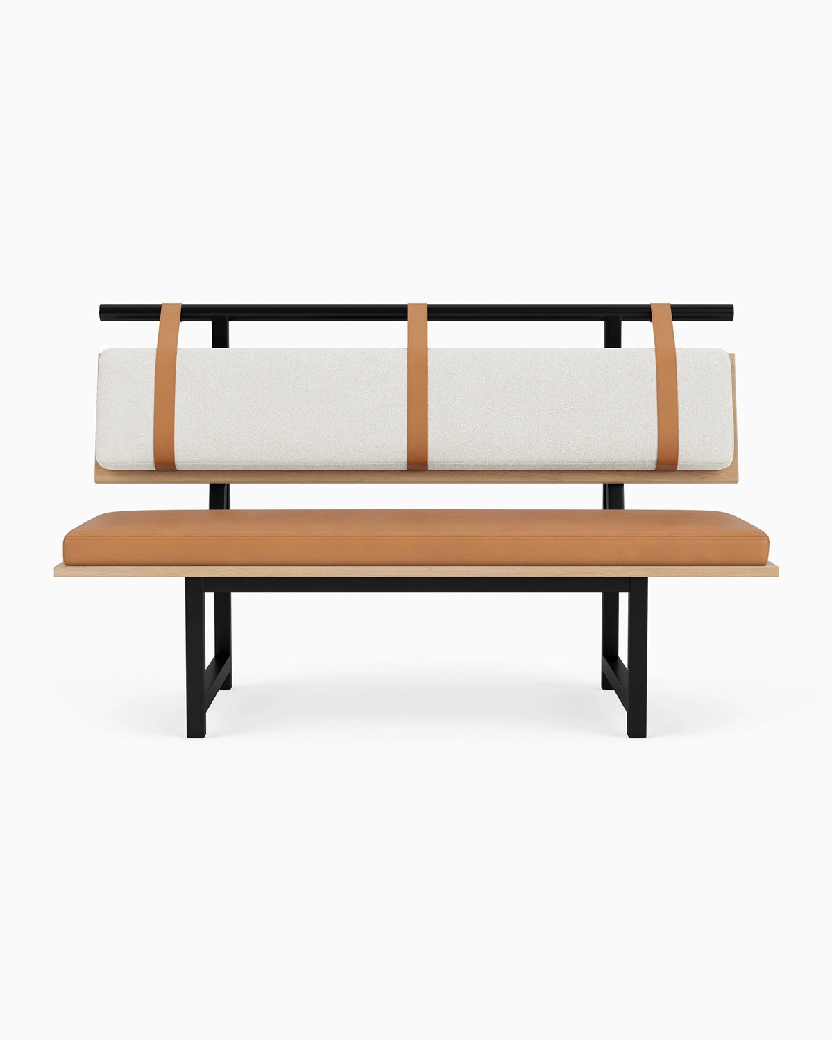 White Boucle / Saddle Leather / White Oak Deck / 60" Long