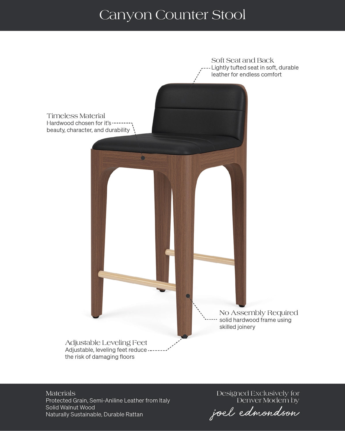 Black Leather Seat / Walnut Frame