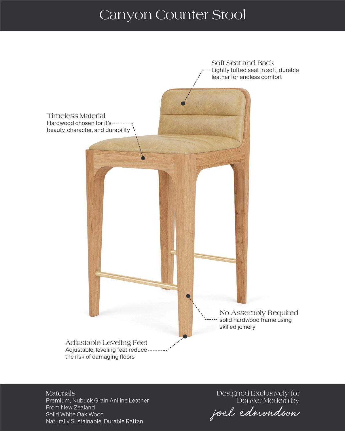 White Oak Frame / Sunflower Leather Seat