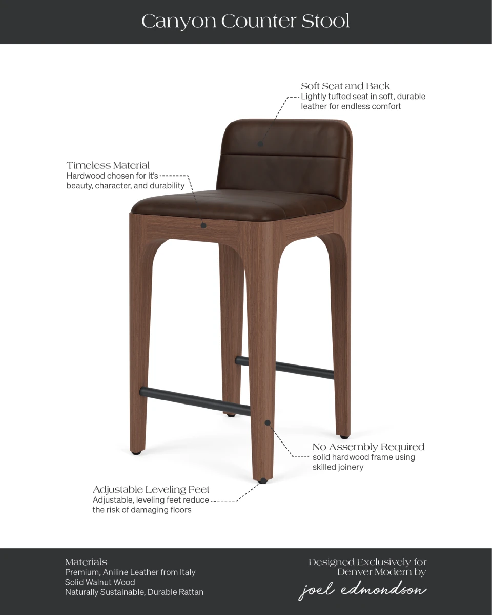 Maple Leather Seat / Walnut Frame / Counter (27" Height)