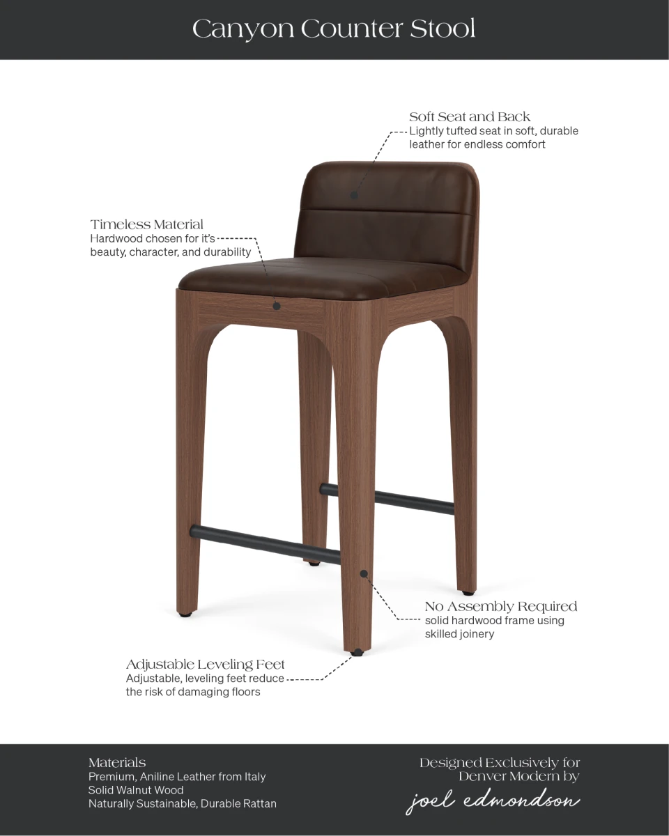 Maple Leather Seat / Walnut Frame / Counter (27" Height)