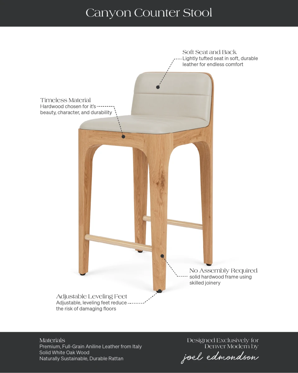 Pearl Leather Seat / White Oak Frame / Counter (27" Height)