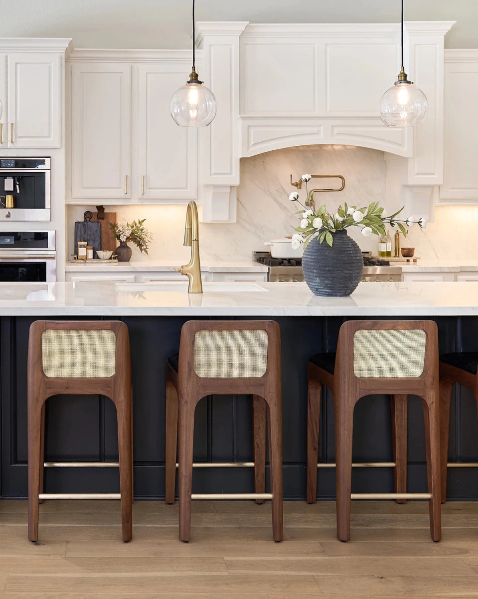 Black Leather Seat / Walnut Frame / Counter (27" Height)