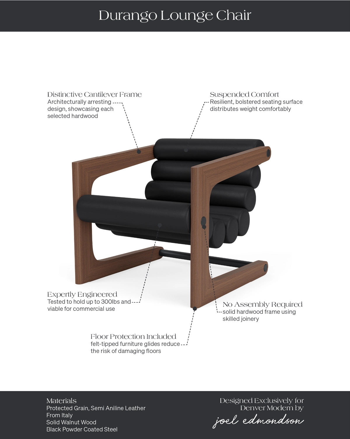 Walnut Frame / Black Leather