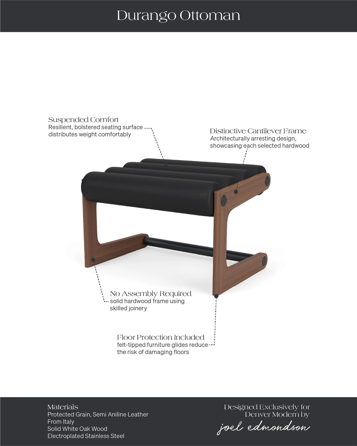 Walnut Frame / Black Leather