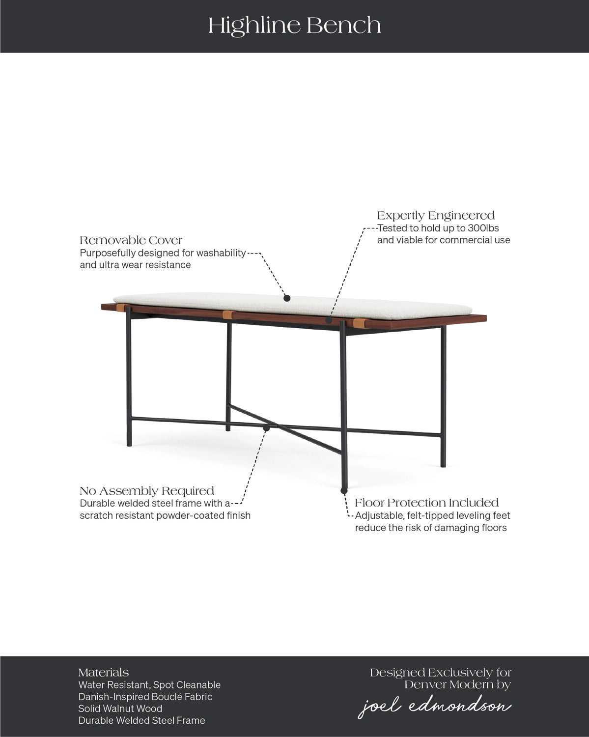 White Boucle / Walnut