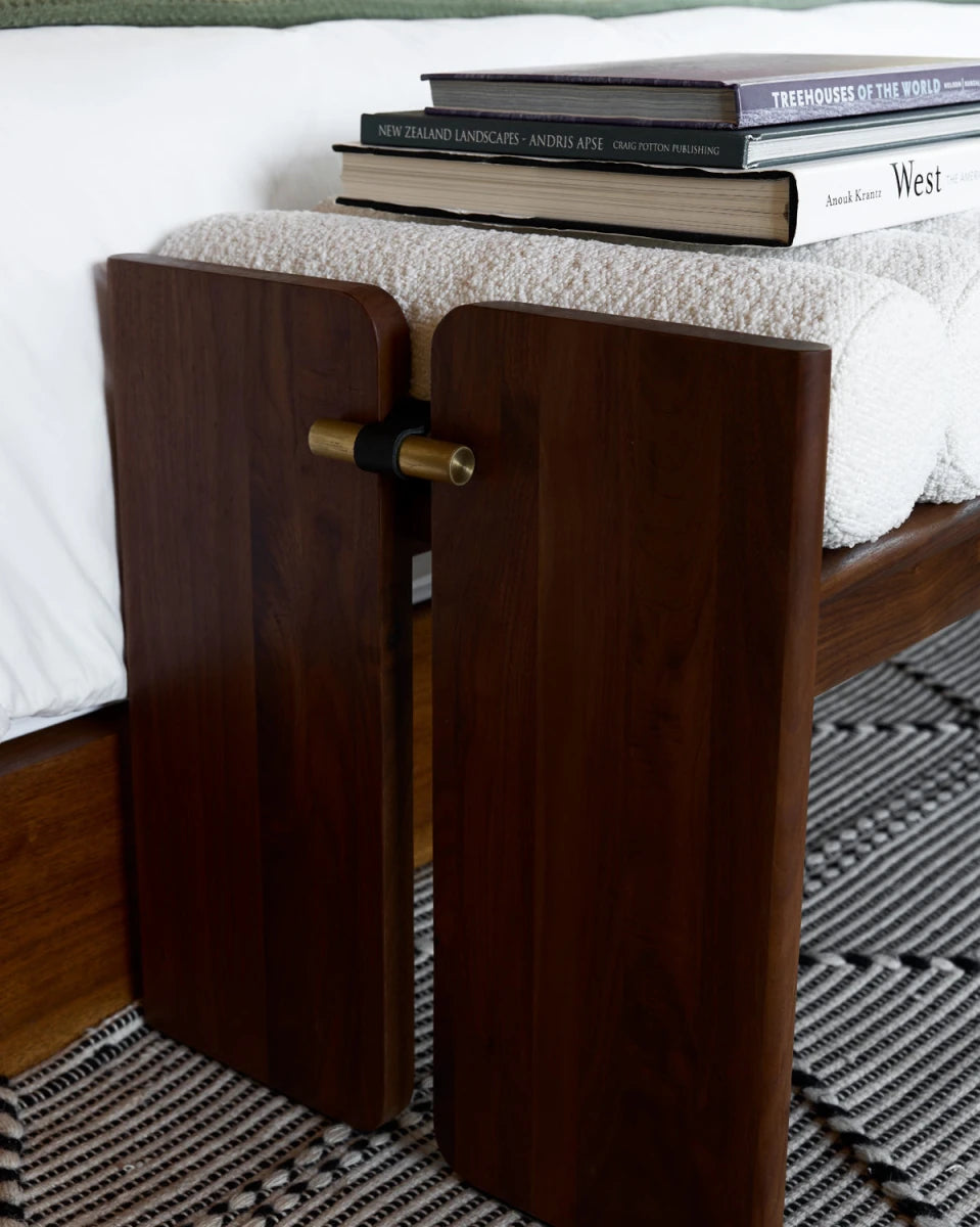 White Boucle / Walnut