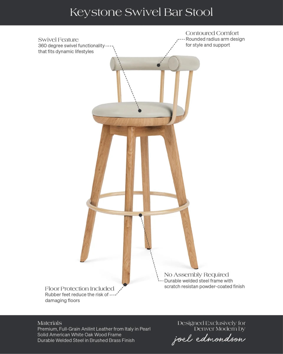Pearl Leather / White Oak / Bar (31" Height)