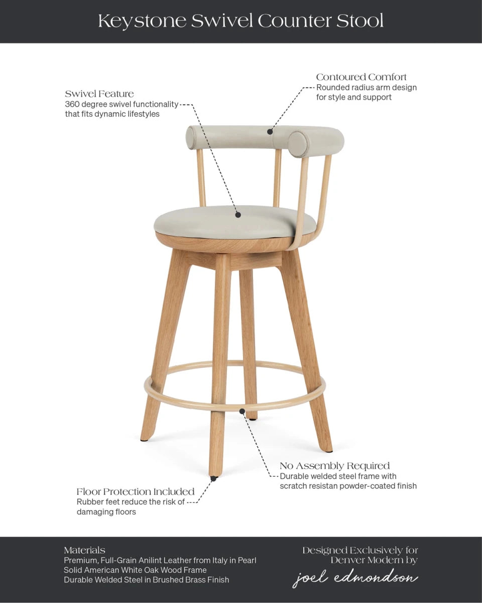 Pearl Leather / White Oak / Counter (25.5" Height)