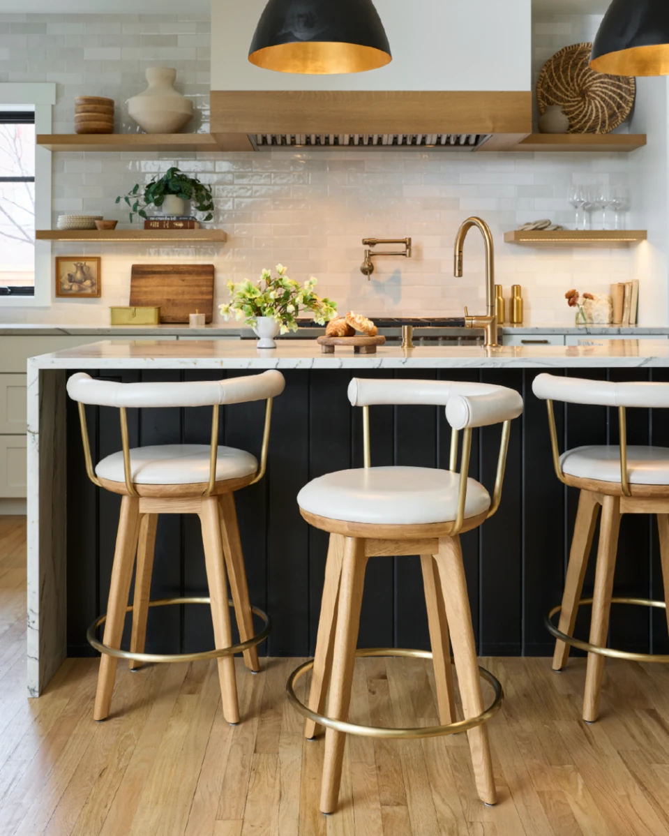Pearl Leather / White Oak / Counter (25.5" Height)