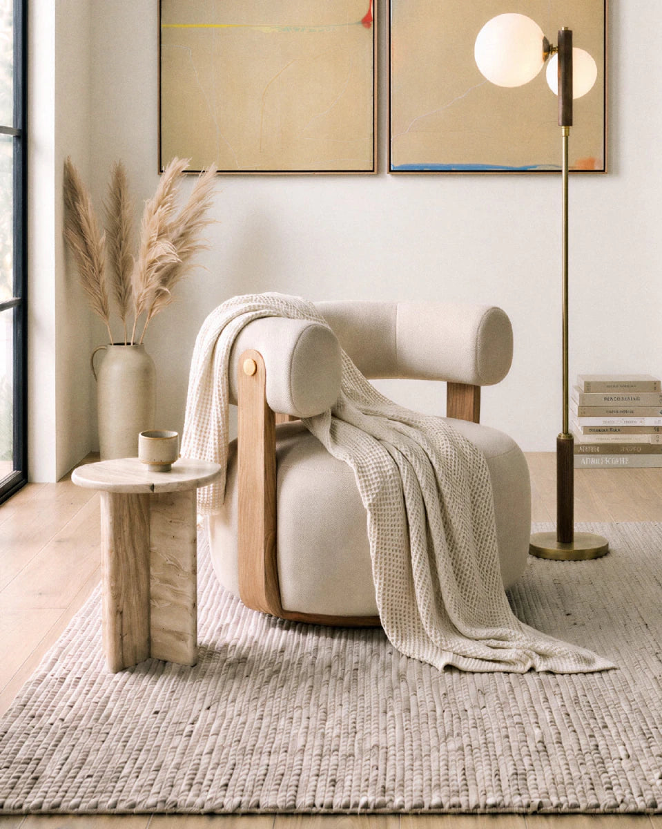 Oat Boucle / White Oak Frame