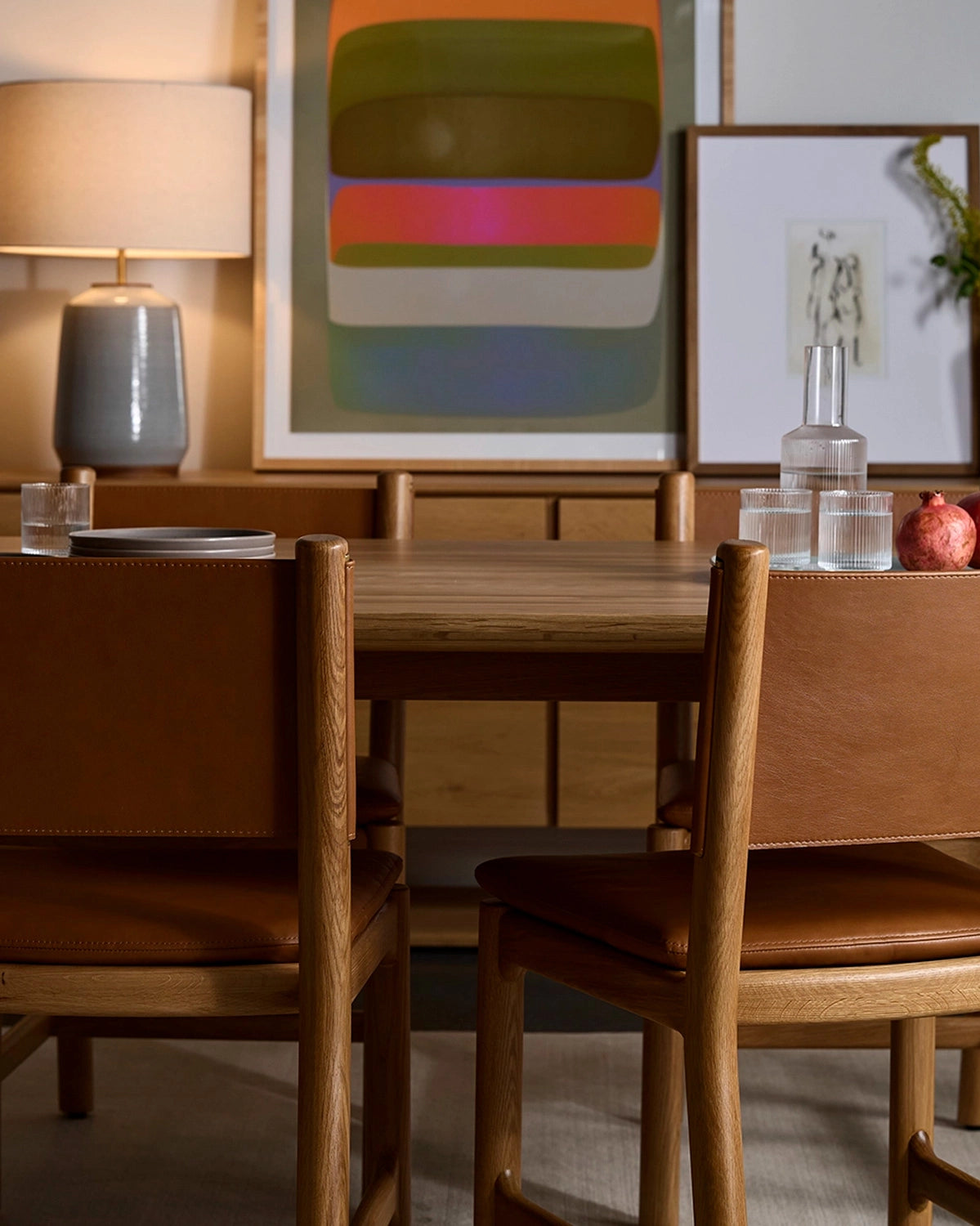 Saddle Leather Seat / Saddle Leather Back / White Oak Frame