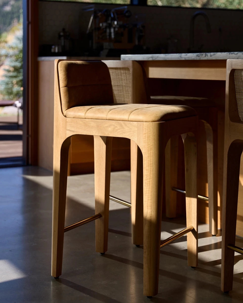 Sunflower Leather Seat / White Oak Frame / Counter (27" Height)