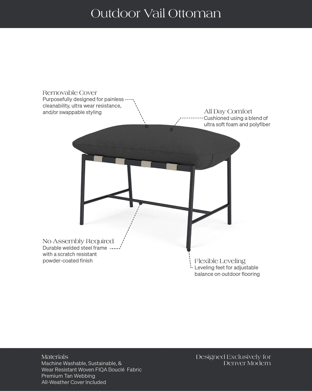 Slate FIQA Boucle with All-Weather Cover