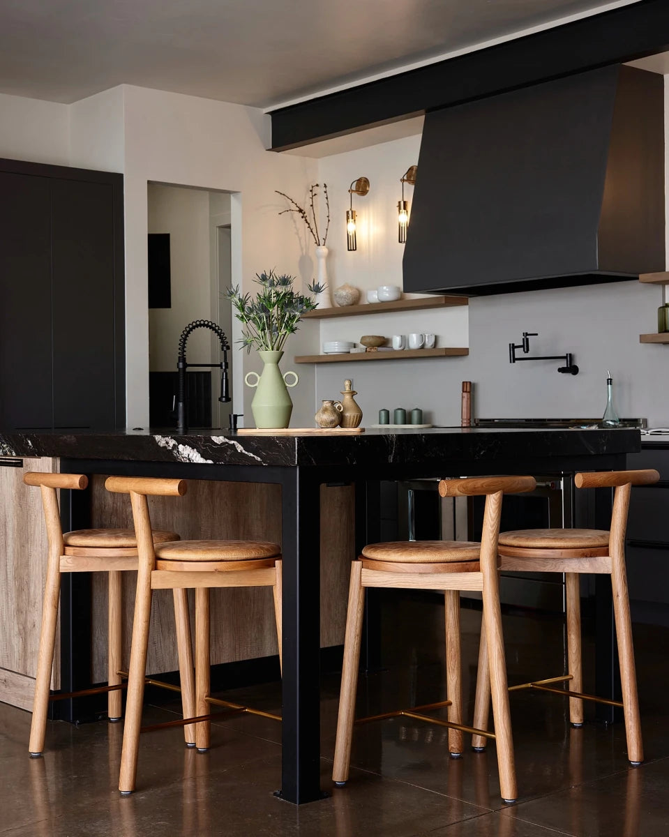 White Oak Frame / Sunflower Leather Cushion / Counter (24" Height)