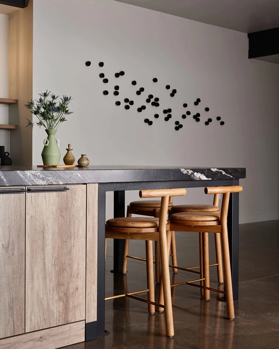 White Oak Frame / Sunflower Leather Cushion / Counter (24" Height)